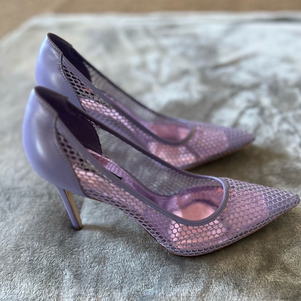 Elegant Purple Mesh Heels